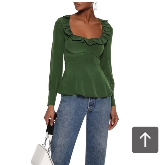 Alexa Chung emerald green silk blouse - Picture 3 of 10